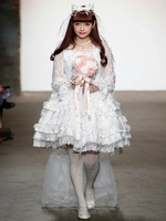 Robe lolita charmante en polyester avec noeud Lolita Robe de mariage Déguisements Halloween