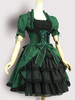 Robe lolita charmante en polyester olive bicolore époque victorienne col carré Déguisements Halloween