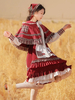Robe Lolita classique à volants et manches longues à carreaux Robe Lolita classique bordeaux