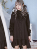 Robe lolita classique à volants Robe à volants en coton noir lolita Déguisements Halloween