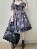 Robe lolita classique en mousseline de soie gris foncé Robe lolita en mousseline de soie gris foncé Déguisements Halloween