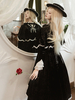 Robe Lolita classique en polyester à manches longues et nœud - Robe Lolita classique noire