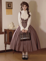 Robe Lolita classique en polyester sans manches robe Lolita à rayures marron foncé classique