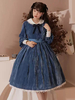 Robe Lolita classique en velours à volants et manches longues Robe Lolita bleu classique