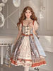 Robe Lolita classique nœuds impression manches courtes robe Lolita JSK marron café