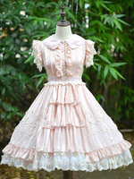 Robe Lolita Classique OP Star Guard Dentelle Trim Ruffle Rose Souple Lolita Robe Une Pièce Déguisements Halloween
