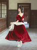 Robe Lolita classique OP Volants Bordeaux Manches Courtes Robes Lolita One Piece