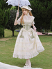 Robe Lolita Classique Polyester Manches Courtes Imprimé Floral Robes Lolita Classique Ecru Blanc