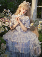 Robe Lolita Classique Polyester Manches Courtes Robes Lolita Lavande