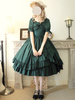Robe Lolita Classique Polyester Manches Courtes Vert Foncé