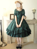 Robe Lolita Classique Polyester Manches Courtes Vert Foncé