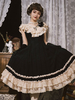 Robe Lolita Classique Polyester Sans Manches Dentelle Robes Lolita Classique Noir