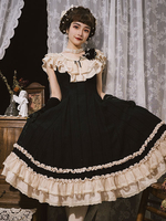 Robe Lolita Classique Polyester Sans Manches Dentelle Robes Lolita Classique Noir