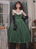 Robe Lolita Classique Volants en Polyester Robes Lolita Sans Manches Vert Foncé Élastique Réglable