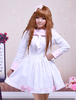 Robe lolita écolière; coton rose et blanc; style marin; à nœud Déguisements Halloween