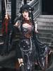 Robe Lolita de style chinois à manches longues croisées en polyester imprimé animal de style chinois noir rouge Lolita de style chinois
