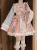 Robe Lolita de style chinois à volants et manches longues en polyester imprimé floral de style chinois rose Lolita de style chinois