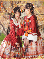 Robe Lolita De Style Chinois Nœuds Manches Longues Imprimé Floral