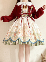 Robe Lolita douce en polyester avec nœuds sans manches Robe Lolita de Noël douce
