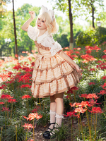Robe Lolita douce en polyester sans manches avec nœuds Robe Lolita de conte de fées