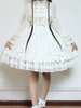 Robe Lolita douce JSK Fly Me à l’étoile polaire blanc en mousseline de soie Bow volantée dentelle Lolita jupe de cavalier Déguisements Halloween