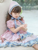 Robe Lolita douce pour enfants chapeaux rose à manches courtes bleu arc volants Polyester enfants princesse une pièce robe