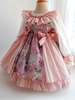 Robe Lolita douce pour enfants chapeaux volants roses Polyester à manches longues arc enfants robe une pièce chapeau