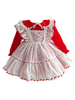 Robe lolita douce pour enfants Robe une pièce en polyester rouge à manches longues pour enfants
