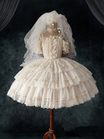 Robe Lolita douce Robe de mariée JSK en polyester à manches courtes Robe Lolita de ballet douce