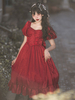 Robe Lolita Douce Tissu Satin Manches Courtes Volants Robe Lolita Classique Noire Une Pièce
