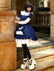 Robe lolita en chiffon bleu marine à volants Déguisements Halloween