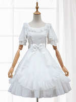 Robe lolita en chiffon unicolore Lolita Robe de mariage encolure dégagée Déguisements Halloween
