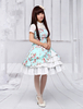 Robe lolita en coton bleu océane imprimé fleuri avec volant Déguisements Halloween