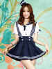 Robe lolita en polyester bleu marine avec noeud col à revers Déguisements Halloween