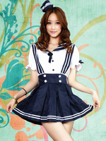 Robe lolita en polyester bleu marine avec noeud col à revers Déguisements Halloween