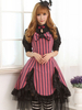 Robe lolita en polyester rose avec rayure et dentelle Déguisements Halloween