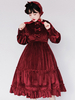 Robe lolita en velours de soie unicolore classique col Peter Pan Déguisements Halloween