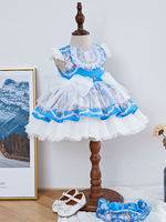 Robe Lolita Enfant Robe Tutu Bleue à Volants