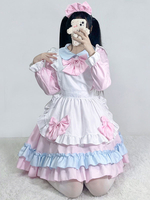 Robe Lolita Femme de ménage rose Robe à manches longues en polyester