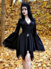 Robe Lolita Gothique Cosplay Col V Manches Longues Polyester Robe Courte Noire