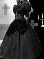Robe Lolita Gothique Costume De La Comtesse Victoria À Volants Noir OP