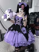 Robe Lolita Gothique Pastel Volants Lacets Violet Romance Gothique Lolita