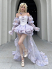 Robe Lolita Hime sans manches à volants et nœuds pour soirée thé sucrée