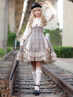 Robe Lolita JSK classique Camel Bows Jupe pull Lolita en polyester sans manches