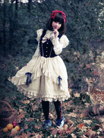 Robe Lolita JSK Classique Fairytale Infanta Nœuds Polyester Jupes Lolita Bleu Profond