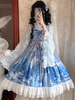 Robe Lolita JSK de style chinois à volants bleus