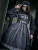 Robe Lolita JSK de style militaire; chaînes en PU noir