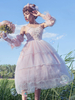 Robe Lolita JSK Femme Ensemble 2 Pièces Bleu Ciel Clair Sans Manches Noeuds Tulle Lolita Pull Jupes Tenues
