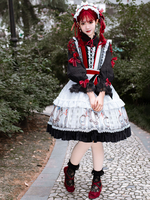 Robe Lolita JSK gothique noire et rouge pour fille