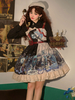 Robe Lolita JSK Motif de fruits à volants Steampunk à lacets Jupes noires Lolita